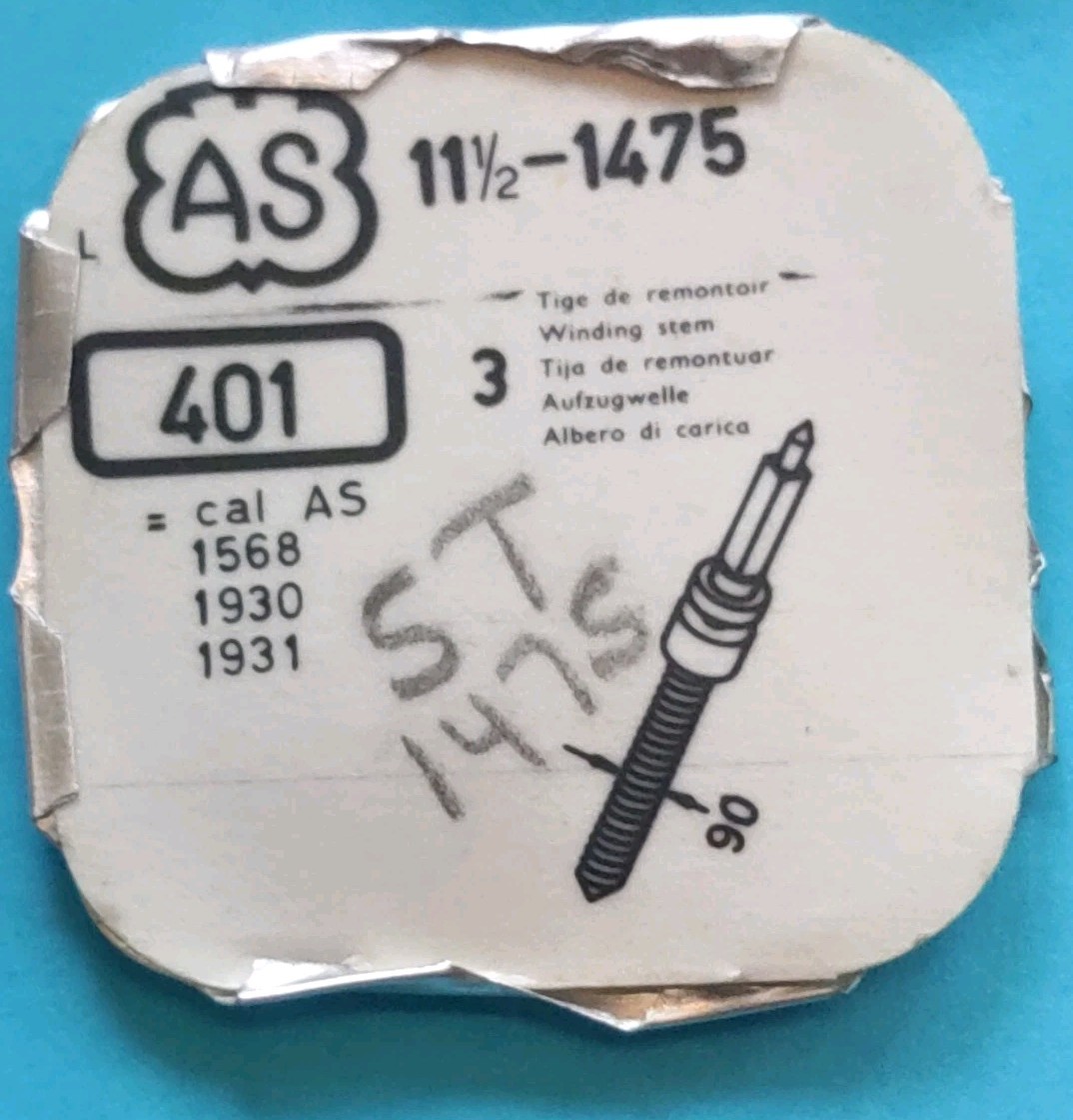 NOS AS 1475 Winding Stem Part #401. Tap 9. Pristine.