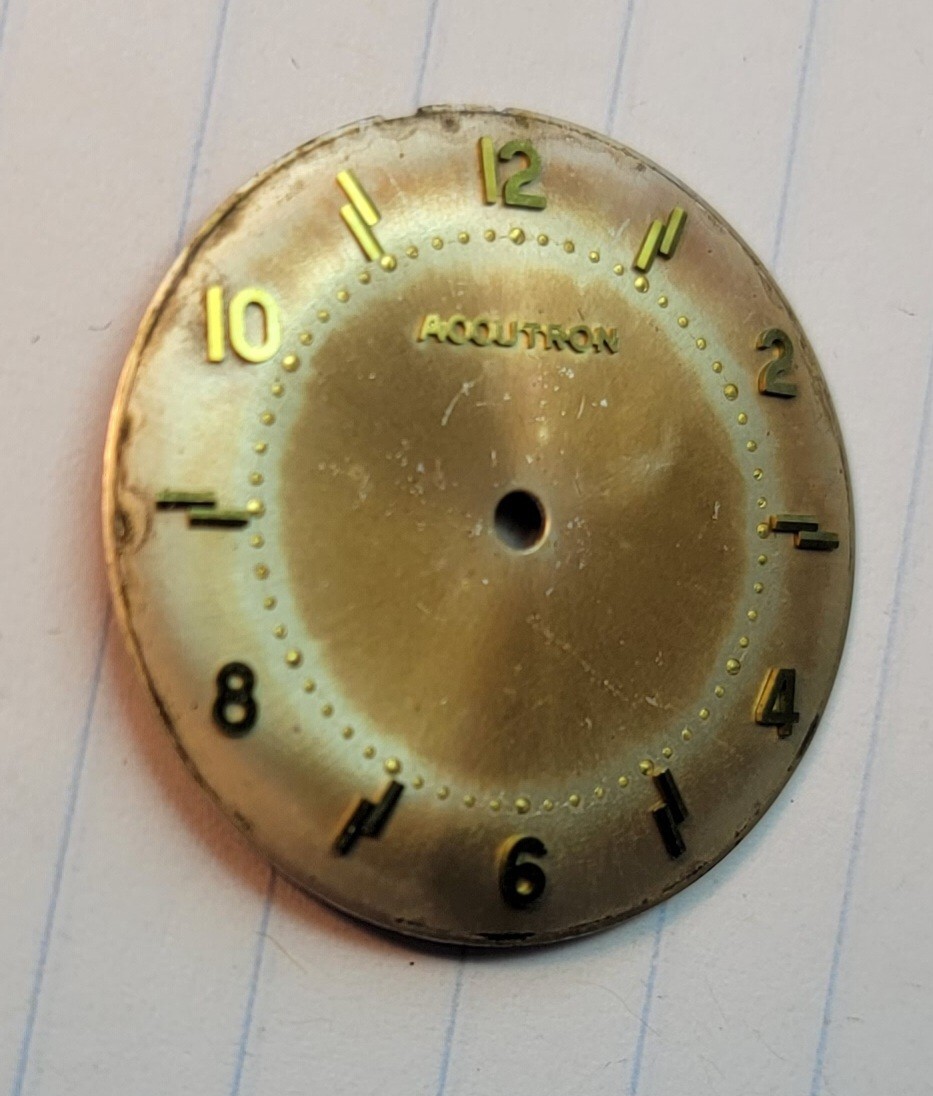 BULOVA ACCUTRON 214 Mens WATCH DIAL 1960s – 1970s Gold Tone Markers