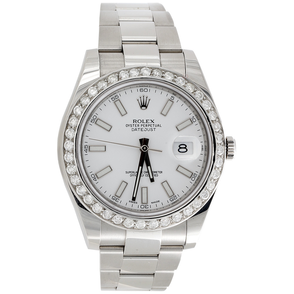 Factory Original Rolex DateJust II 41mm White Stick Dial Ref. # 116300 / 116334