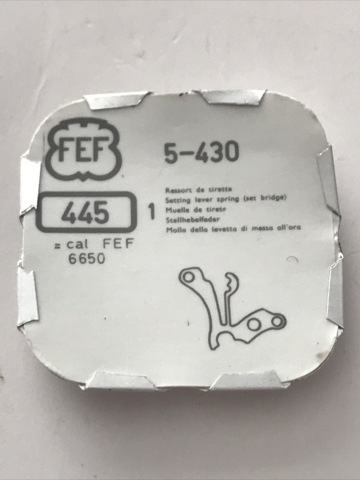 FEF 430 6650 Setting Lever Bolt Spring #445 NEW OLD STK
