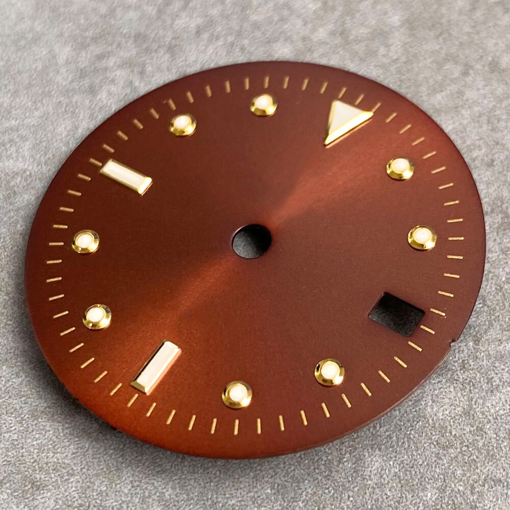 NH34A 29mm Sunburst Brown Watch Dial Gold Hand fit NH34 GMT Accessories Parts
