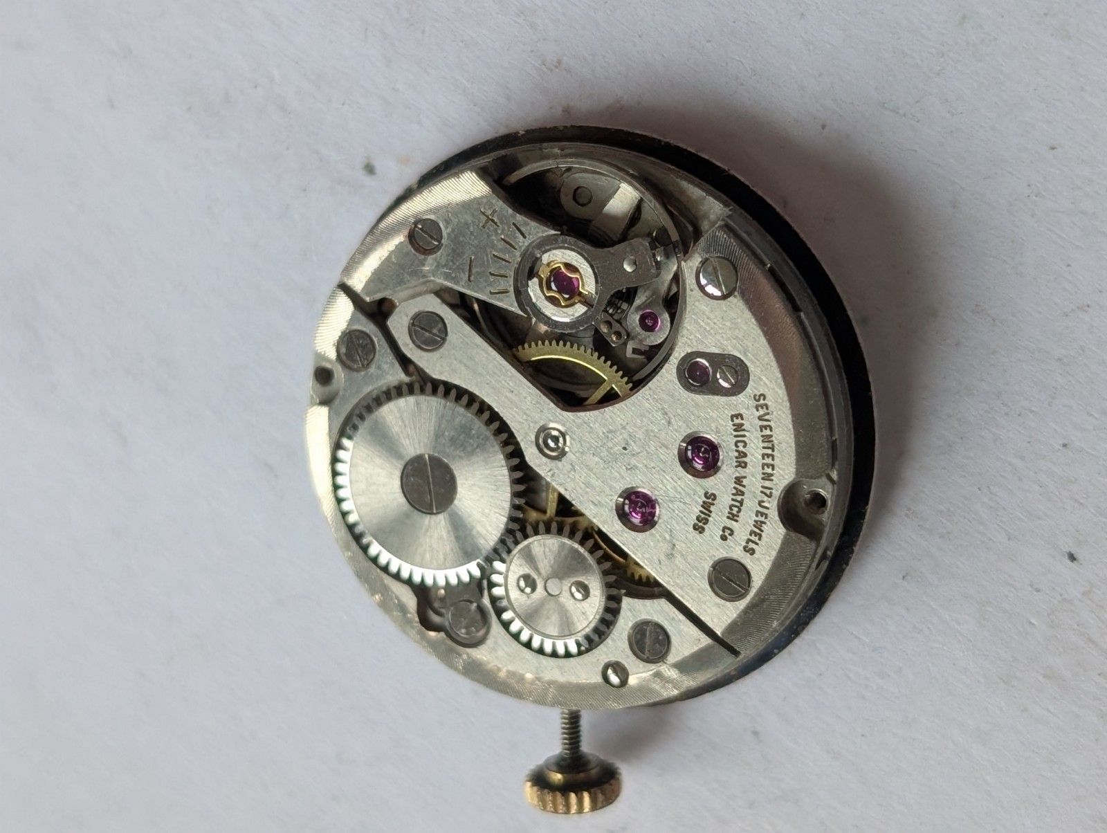 Vintage Enicar/AR 982 Mechanical Watch Movement (Spares/Repairs/Good Balance)