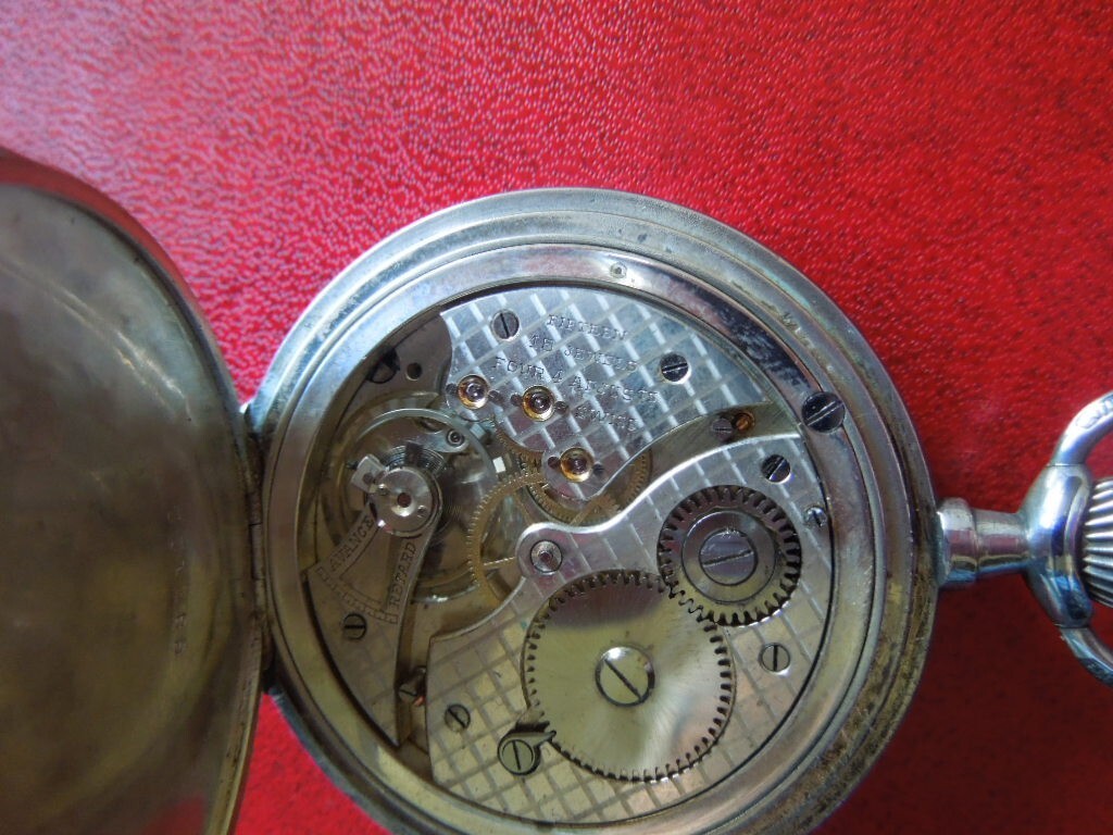 J4939 POCKET WATCH MOVADO NIELLO HORSES FULL HUNTER HUGUENIN FR. SEE DESCR