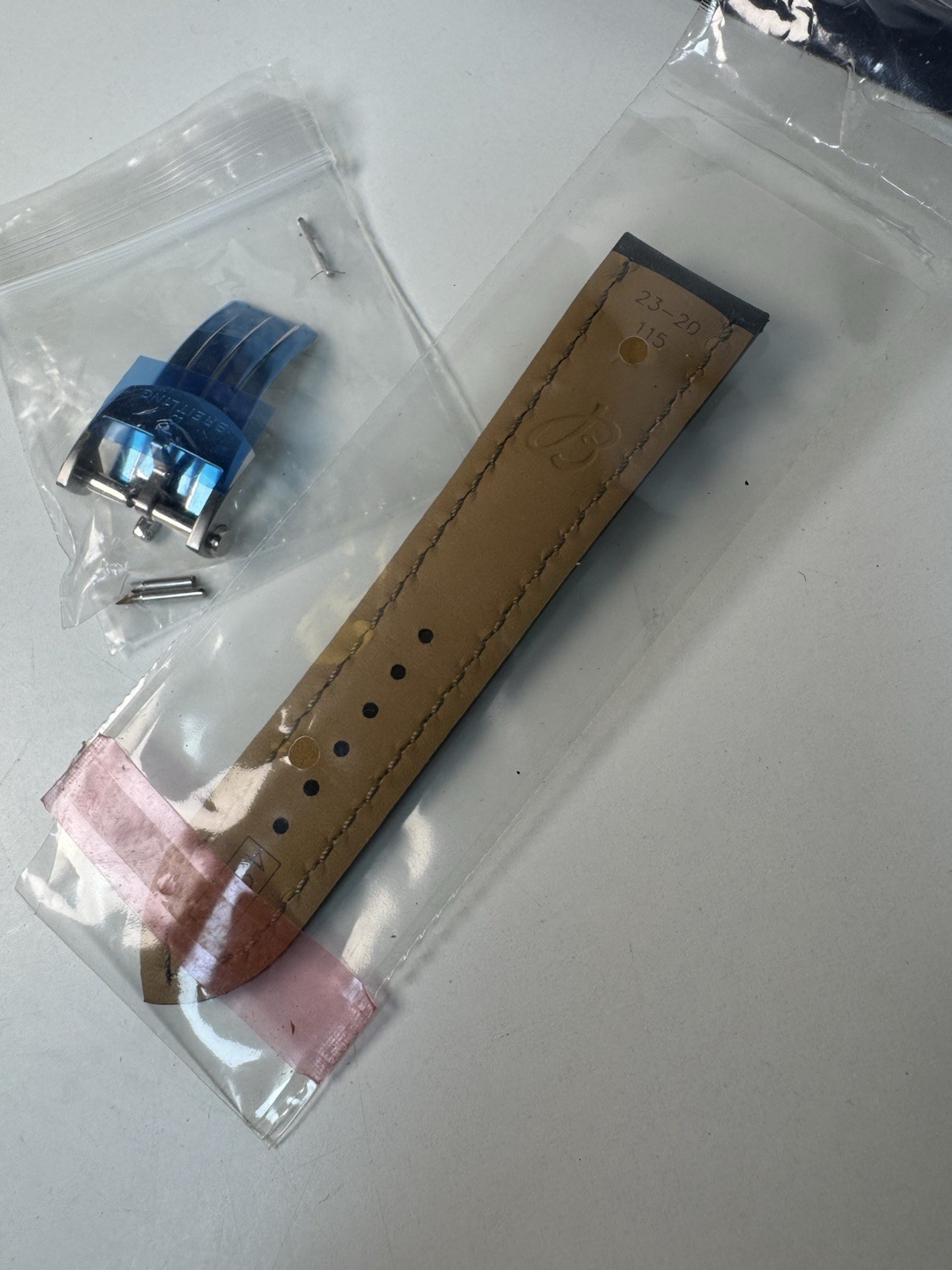 Breitling Blue Calf Leather Strap 497X 23-20mm OEM Pin Stainless-Steel Buckle