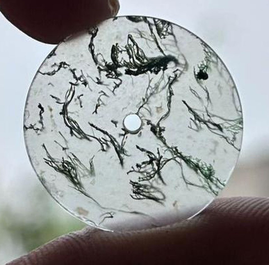 Moss Agate Watch Dial, 24.5mm Round Stone Disc for Jewelry Making GMC-313