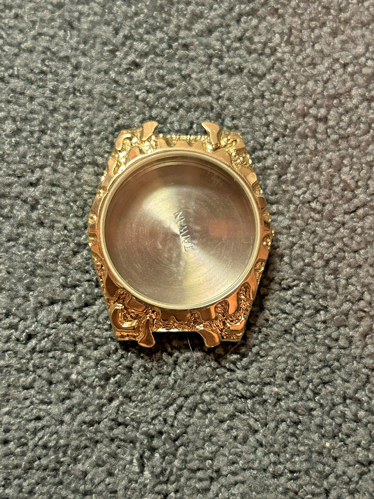 Vintage Elgin Gold Nugget 32mm Stainless Steel Back Empty Case For Parts – AS IS