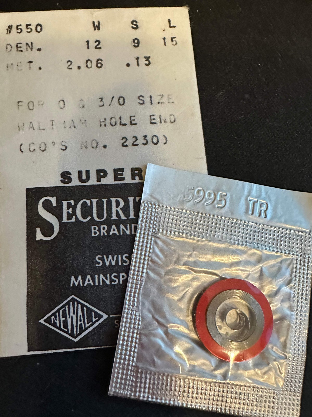 Newall SUPER Security Mainspring #550 for 0s & 3/0s Waltham No. 2230 – Alloy