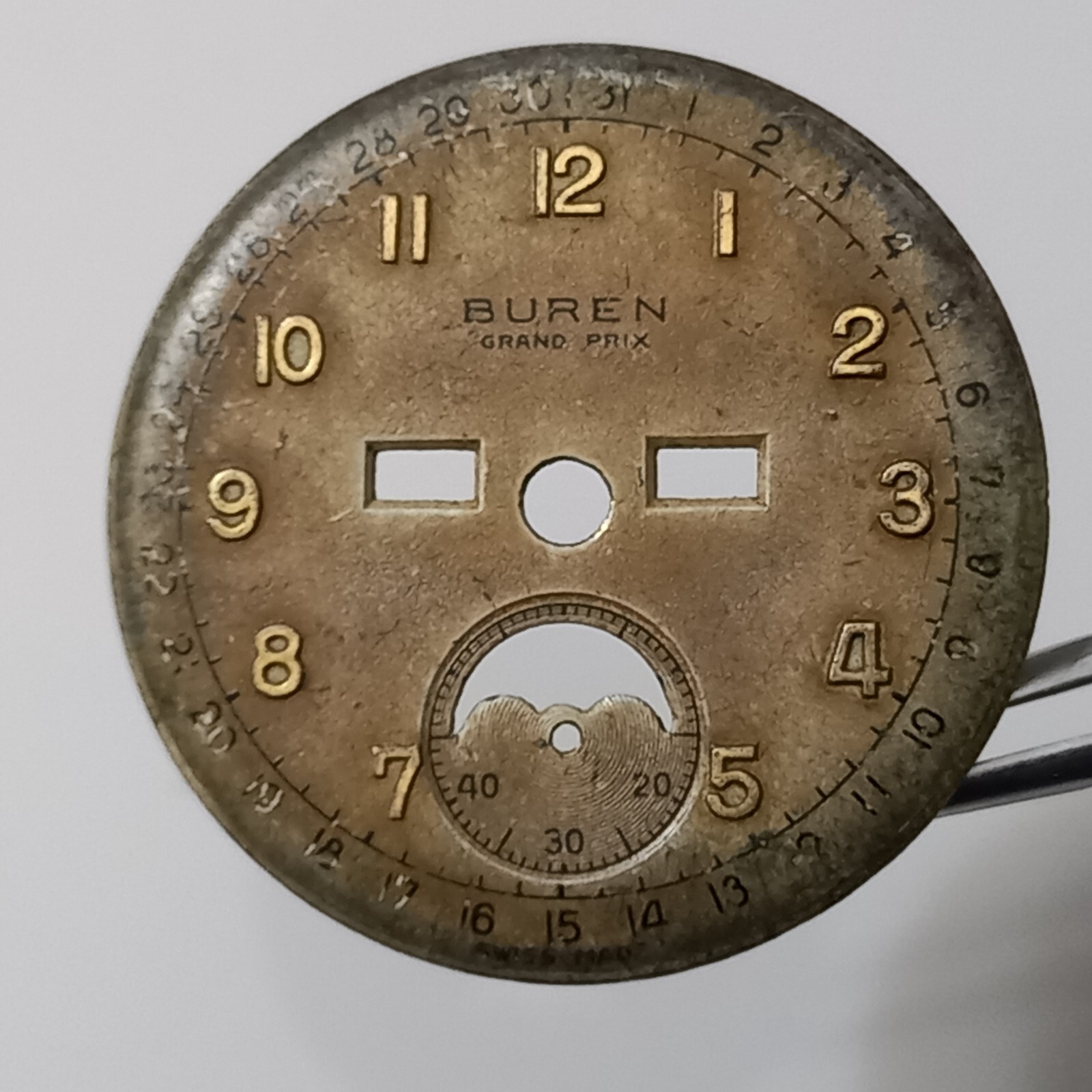 For Parts BUREN Triple Calendar Moonphase Dial For Cal 382 Size: 28.7 mm – AS IS