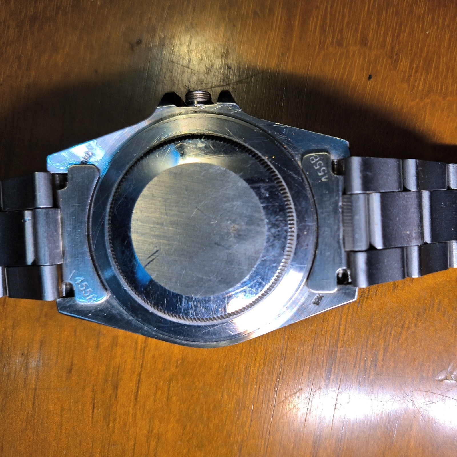 40mm stainless steel Watch- possibly Rolex- sapphire glass- 455B