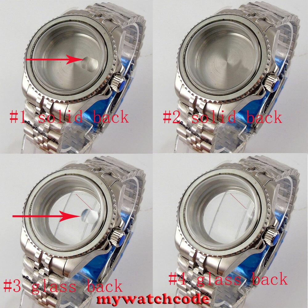 40mm Sapphire Glass Steel Watch Case fit NH35 NH36 miyota Movement jubilee strap