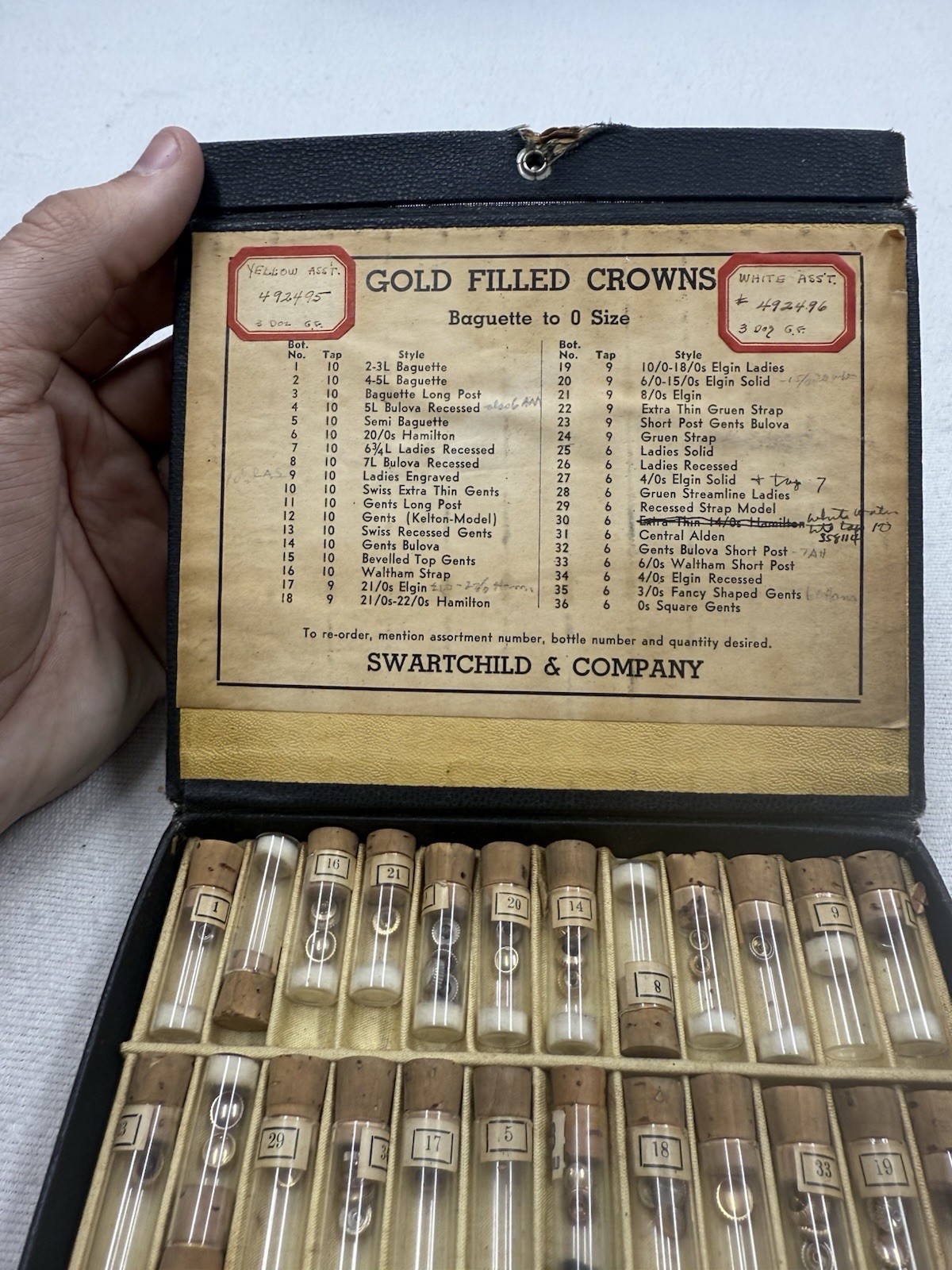 Vintage NOS Swartchild Box With Good Filled Crowns Bulova Waltham Swiss