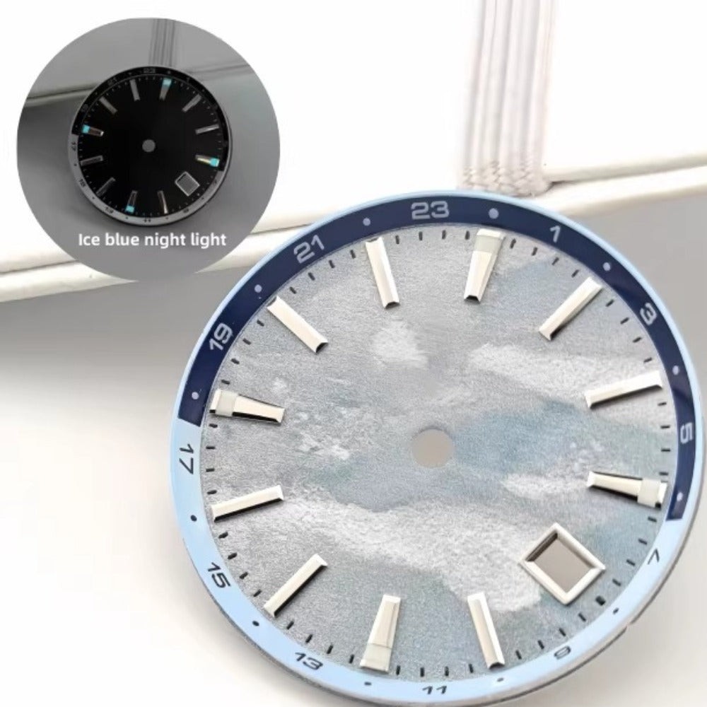 Sky Blue 32mm Blue Lume Tai Chi Circle Watch Dial Fit for NH34 for 44mm Case