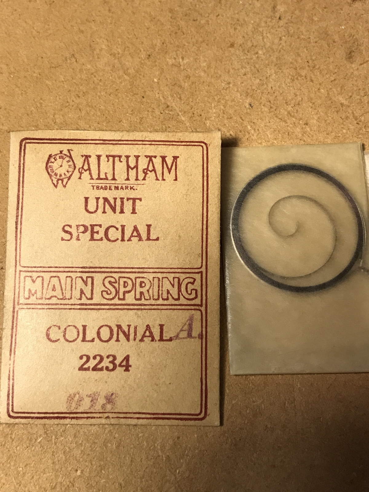 Waltham Factory Mainspring for 10s – 14s Colonial A No. 2234 – Steel