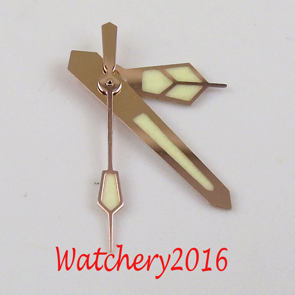 Fit For NH35 NH36 4r15 7002 Movement Rose Gold Edge C3 Super Lume Watch Hands