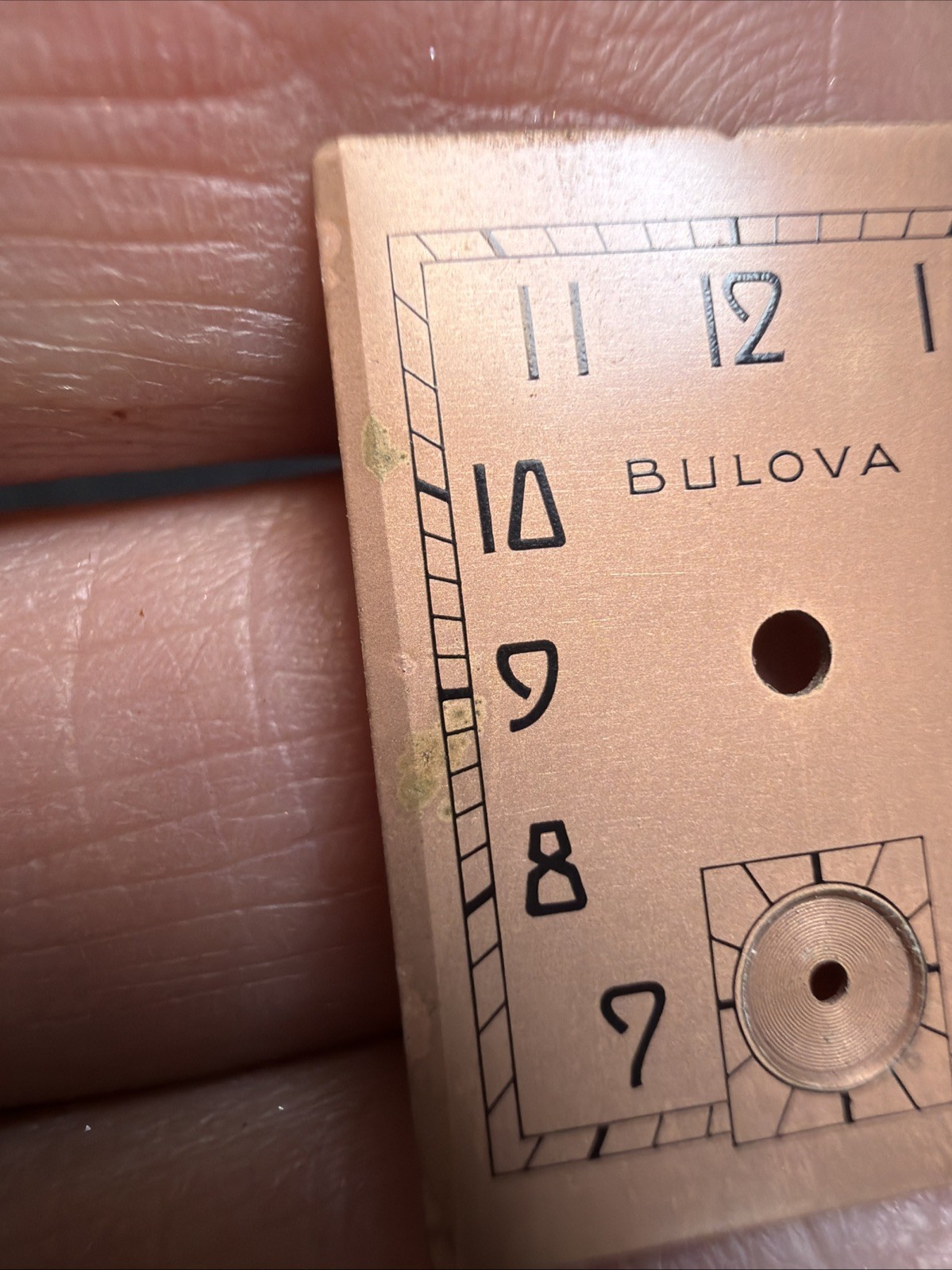Vintage Bulova Watch Dial Face Plate Only Copper Colored New Other Rectangle