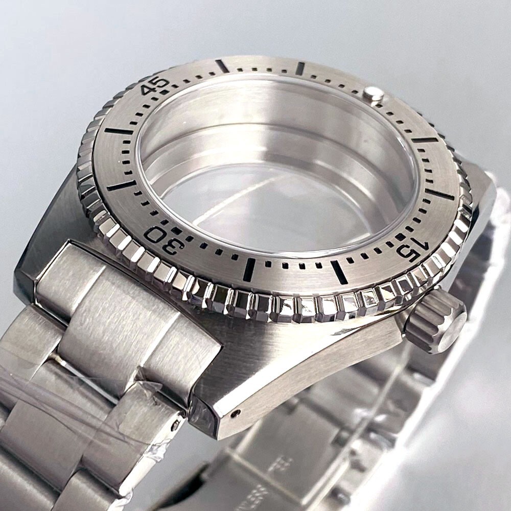 40mm Silver 62MAS Men Sapphire Glass Watch Case For NH35 NH36 ETA2824 PT5000