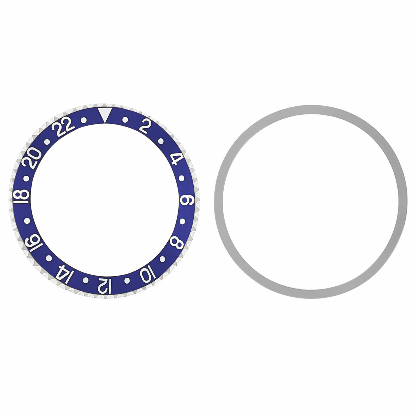 Blue Silver Font Replacement Bezel Insert 37.8mm x 30.2mm For Rolex GMT