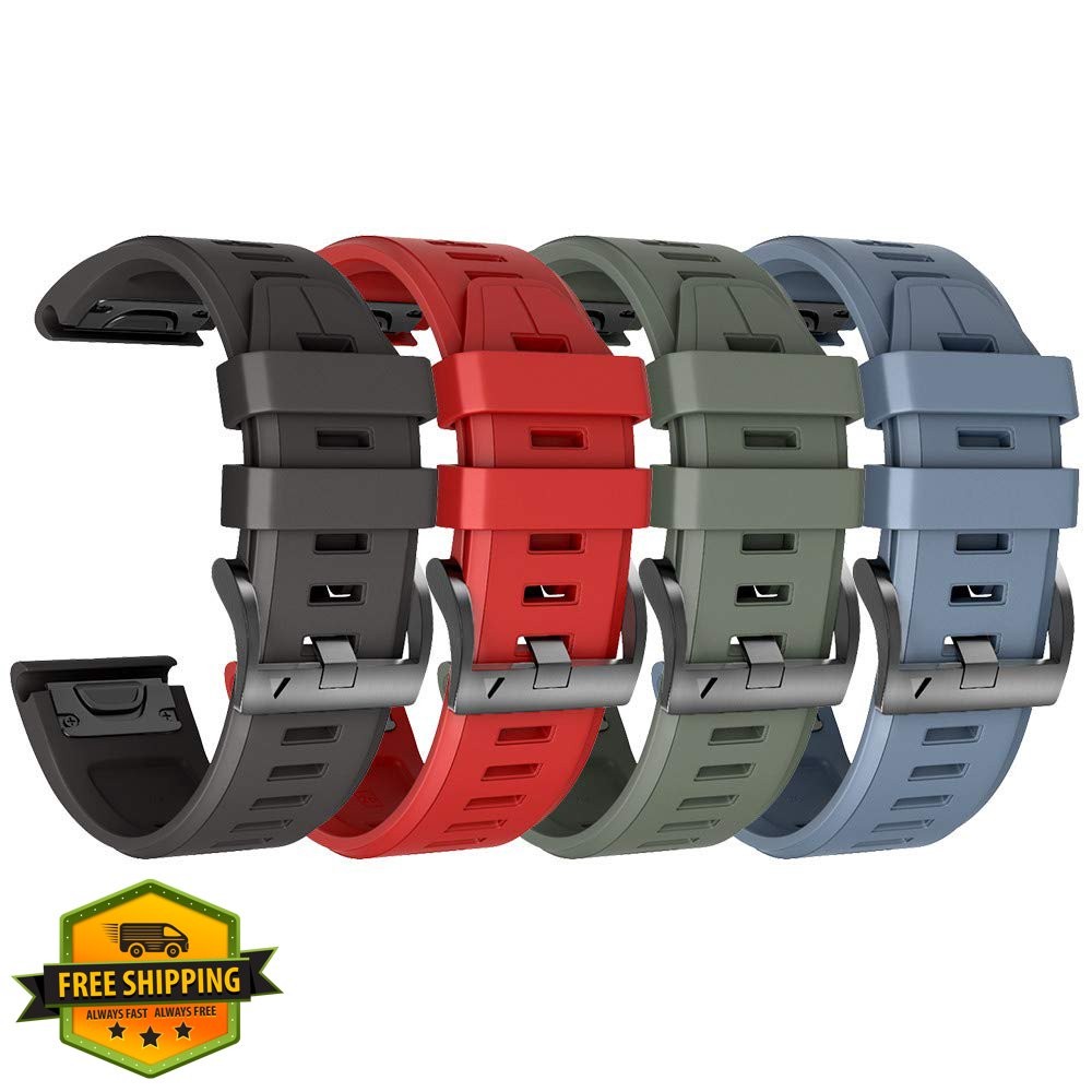 ANCOOL for Garmin Fenix 5X/7X/6X 26mm Watch Band Black Red Olive Slate 4 Pack