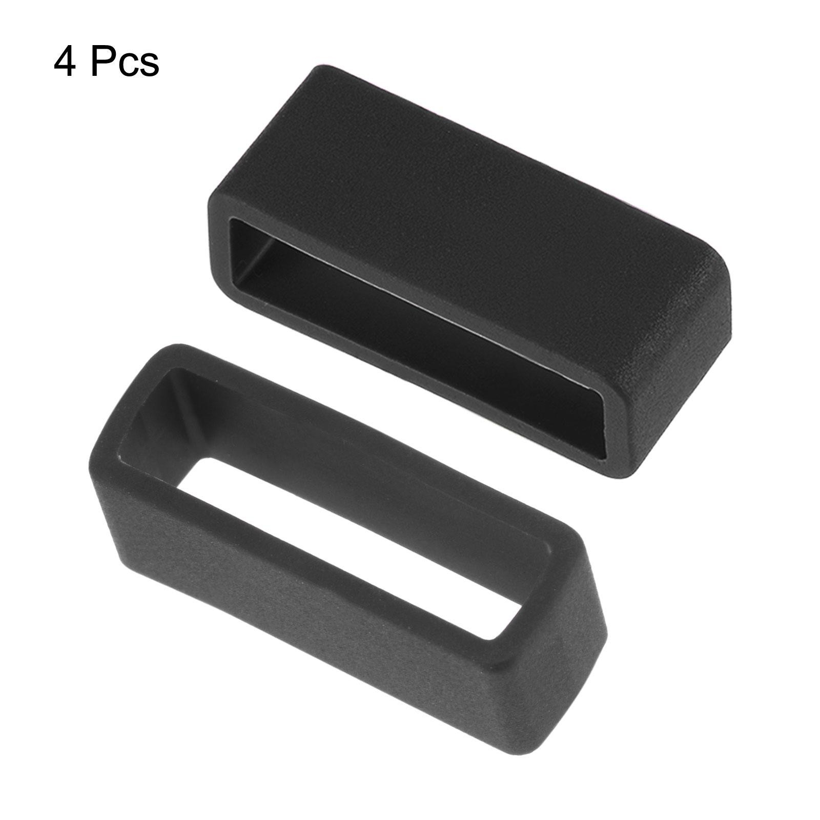 Watch Band Strap Loops Silicone for 24mm Width Watch Band, Black 4 Pcs
