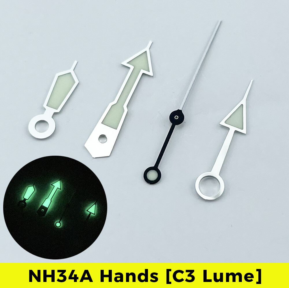 NH34A GMT Hands C3 Lume Blue 4 Hands for SKX007 SKX SSK GMT Mod Red GMT