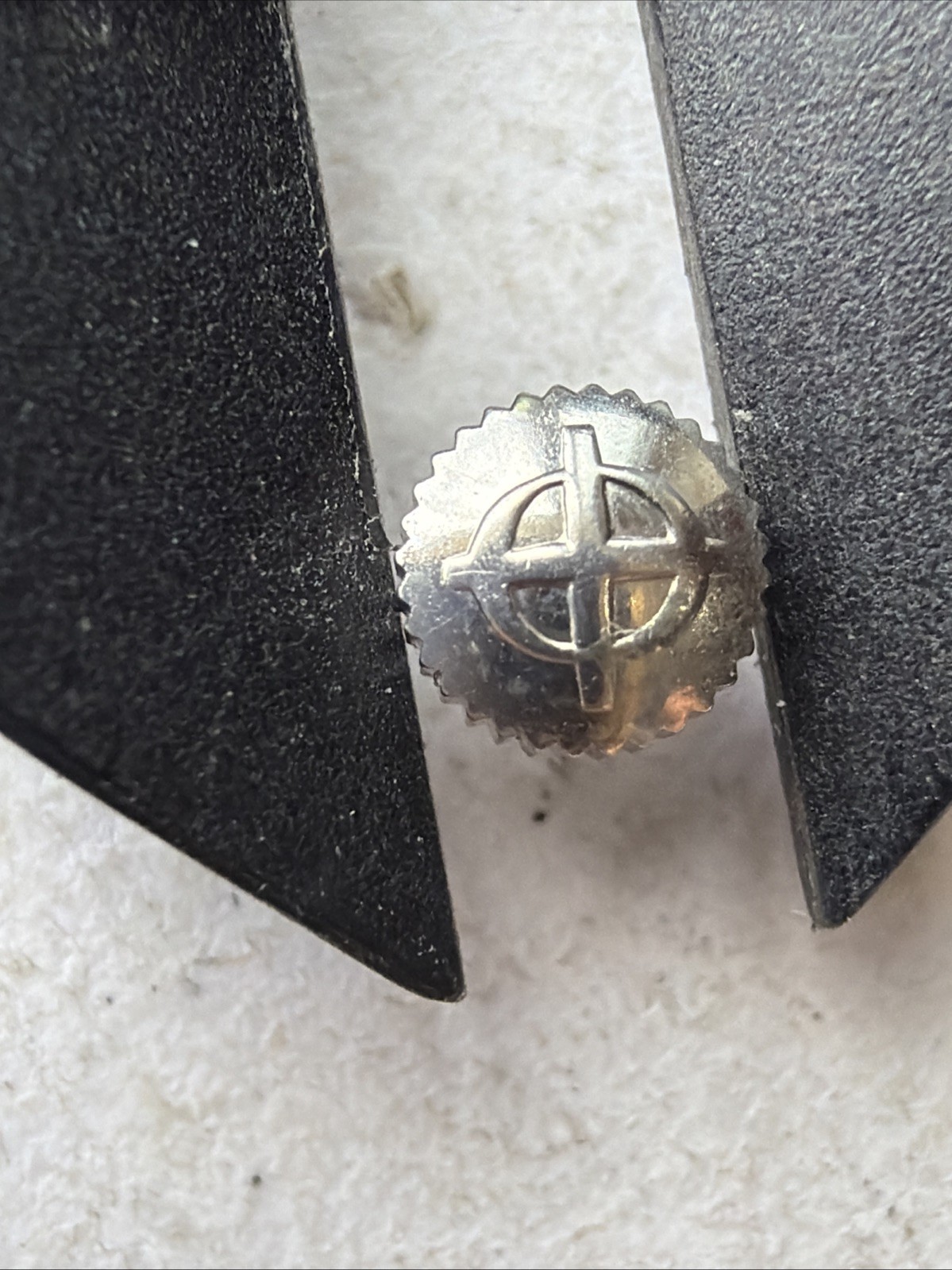 AT83 4.4mm VTG Zodiac SilverTone Watch Crown In Excellent Condition Sold As Is**