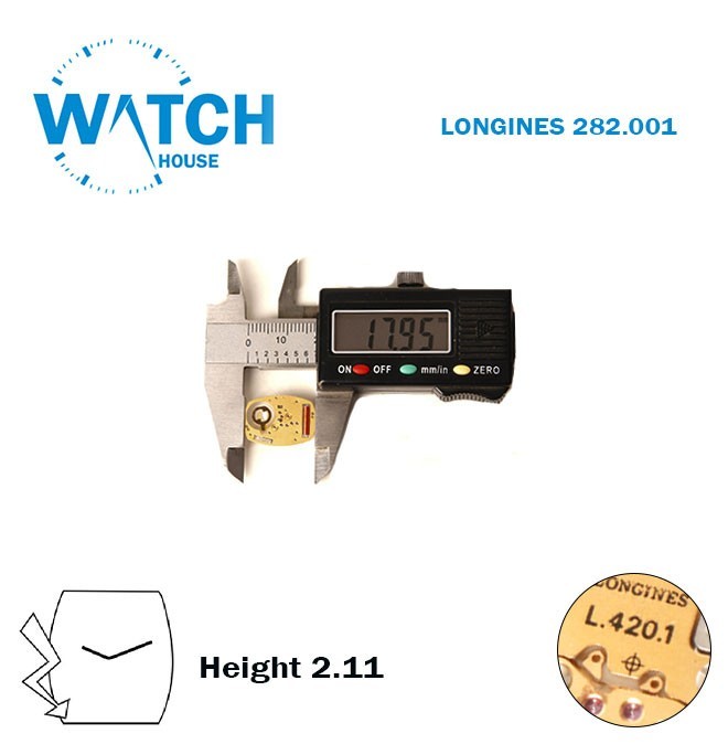 ETA 282.001 (L.420.1) Swiss Movement-Without Stem-2 Hands-Height: 2.11mm.