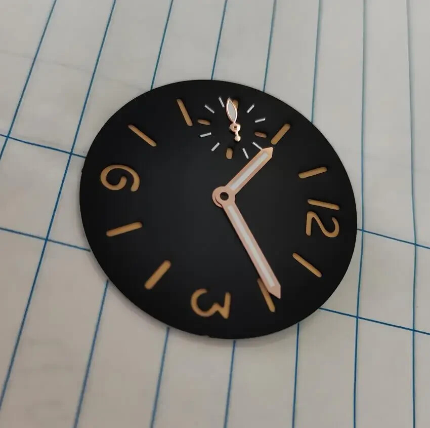 34.3mm Watch dial orange number Rose gold hand for eta6497 seagull ST3600