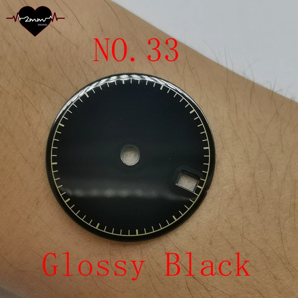 28.5mm Watch Dial Black White Gold Glossy Matte Second Scale For NH34 Movement
