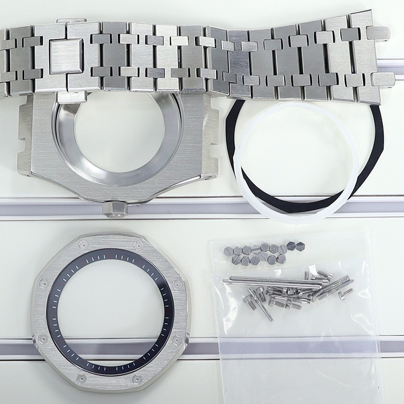 41mm Silver Octagon Watch Kit Sapphire Chapter Ring For Seiko NH34 NH35 NH36
