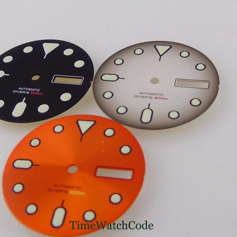 29mm Watch Dial Face Black Gray Orange Dial for NH36 for 3H 3.8H 4.1H Crown