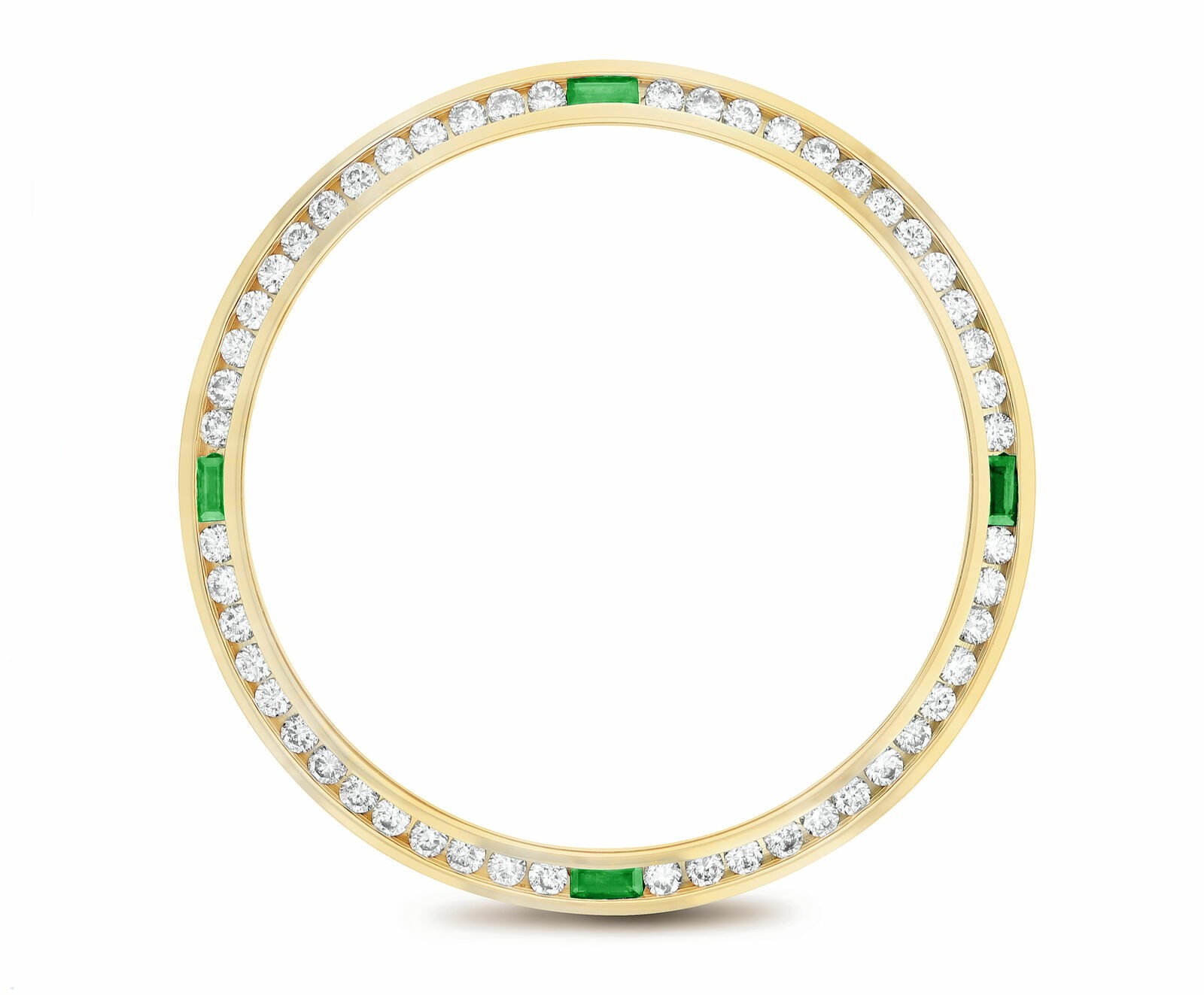 1.30CT CHANNEL SET NATURAL DIAMOND BEZEL 18KY FIT ROLEX DATEJUST WITH EMERALD