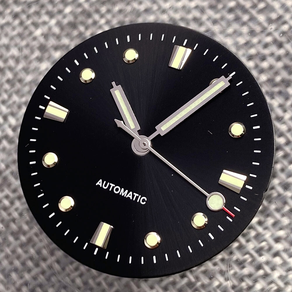 29mm Black Watch Dial Silver Edge Hands Fit NH35A NH36A ETA2824 PT5000 Luminous