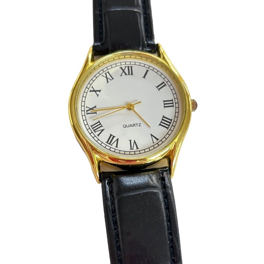 Ladies Quartz Movement Wristwatch Goldtone Roman Numerals For Parts Salvage