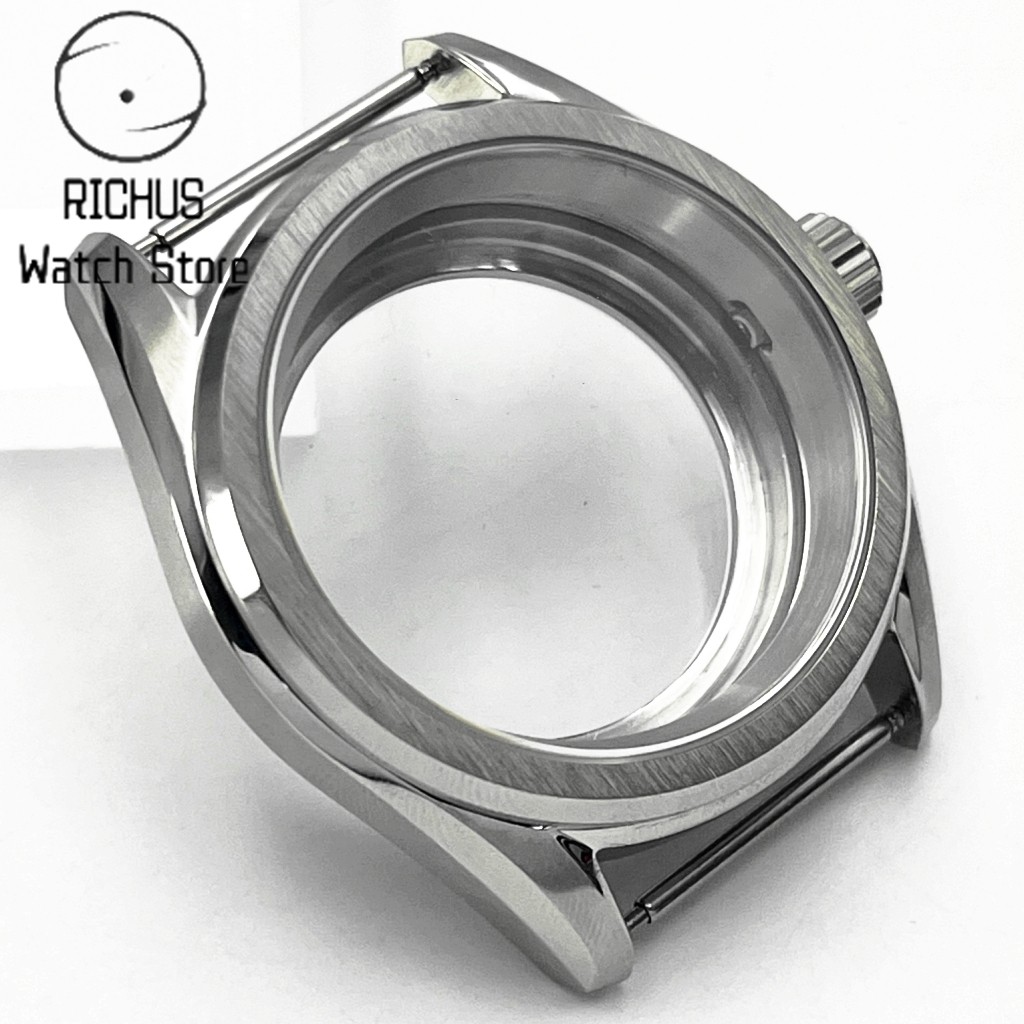 38mm Watch Case silver Sapphire Glass Fit NH35 NH36 ETA2824 Miyota8215 parts