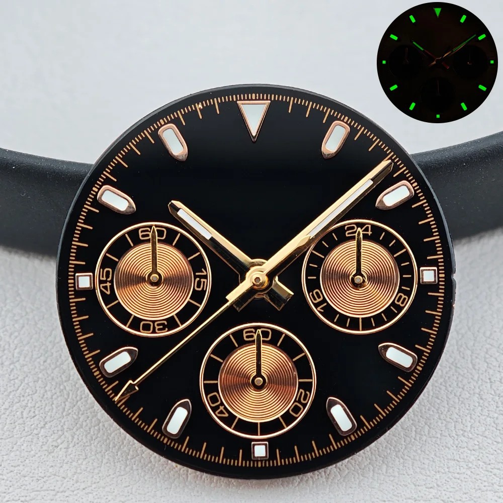 29mm Green Luminous Watch Dial +Hands for Vk63 Movement Watch Repair Parts
