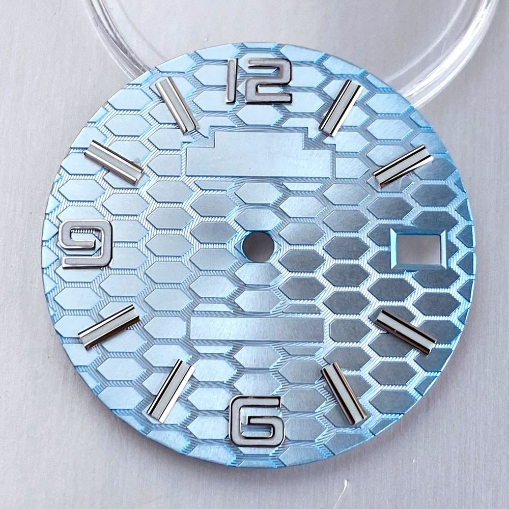 Black Blue Sterile 28.5mm Honeycomb Watch Dial fit NH35 Dive Watch Part Luminous