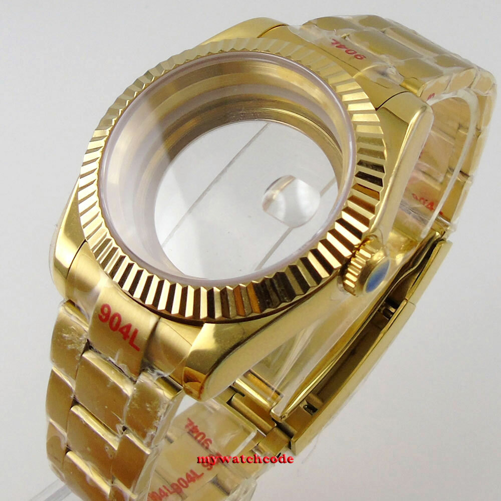 Golden 36mm 39mm fluted bezel Watch Case fit for NH35 NH36 Miyota 8215 2836 2824