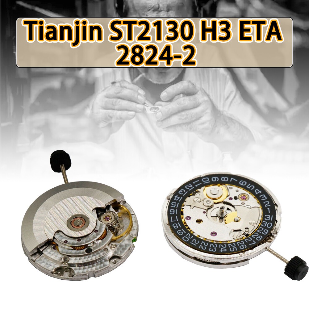 Black Date Automatic Movement Perlage Replacement For Tianjin ST2130 H3 2824-2