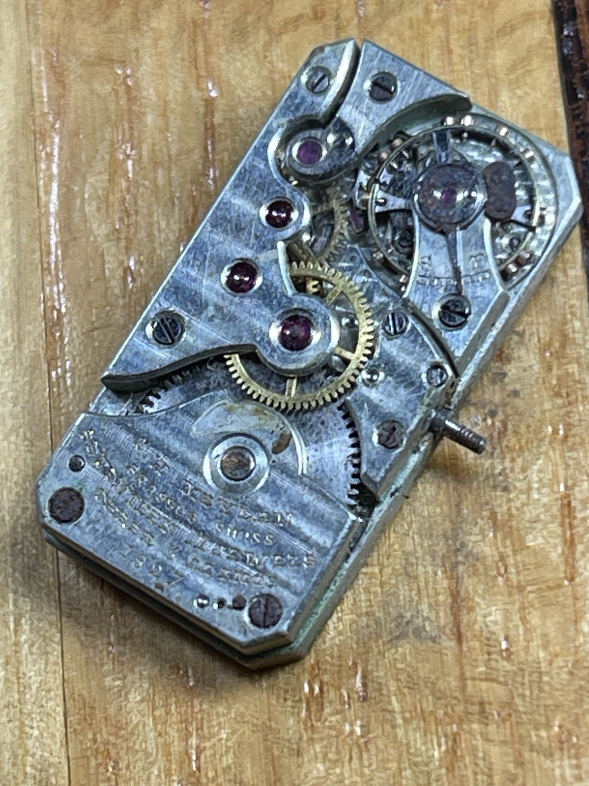 C.H. Meylan Brassus Swiss Watch Movement #1827 Rectangle Tank 17 jewels 3 Adj