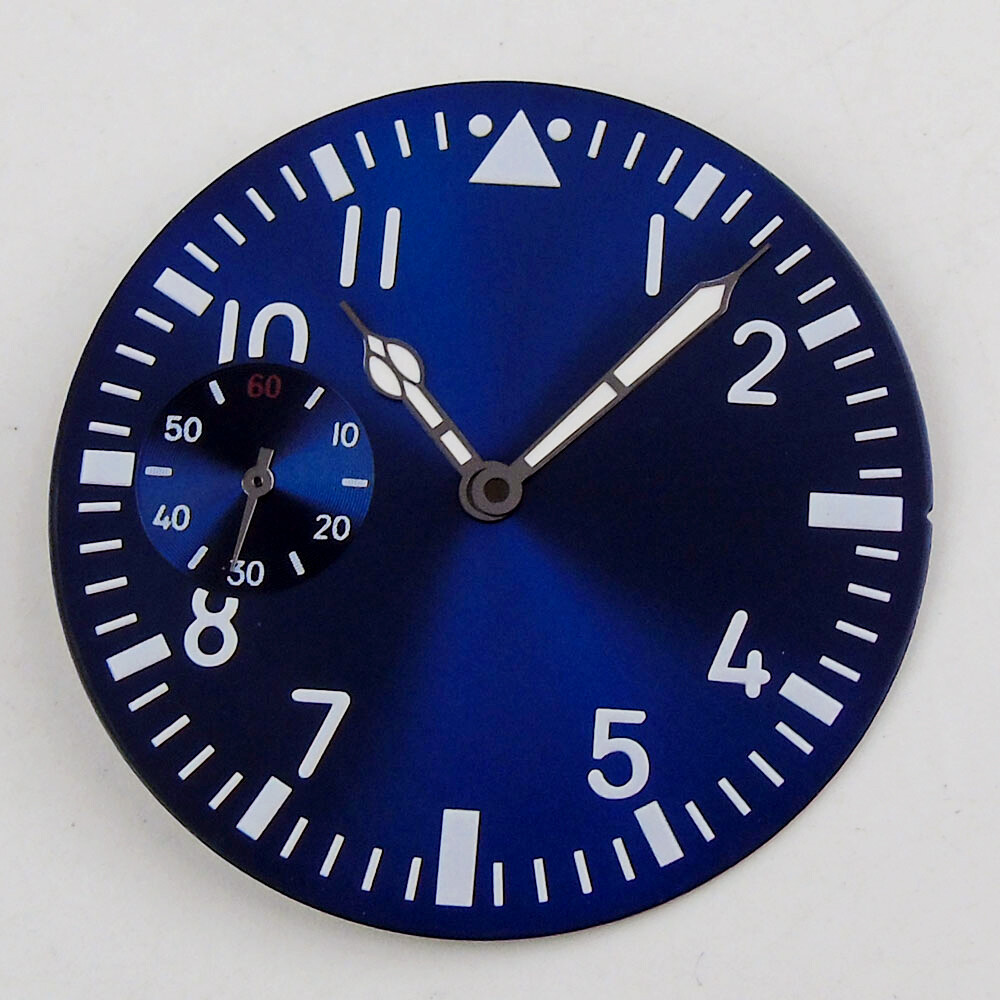 38.9mm Royal blue watch dial blue face fit for ETA 6497 movement hand winding