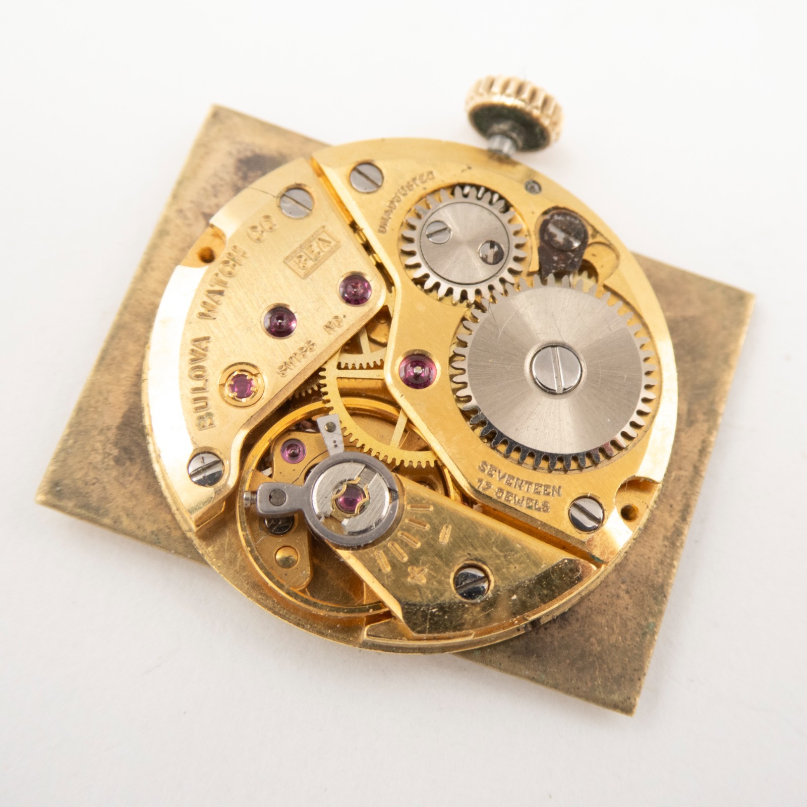 Vintage Bulova Caliber 8EA 17-Jewel Wristwatch Movement, Runs