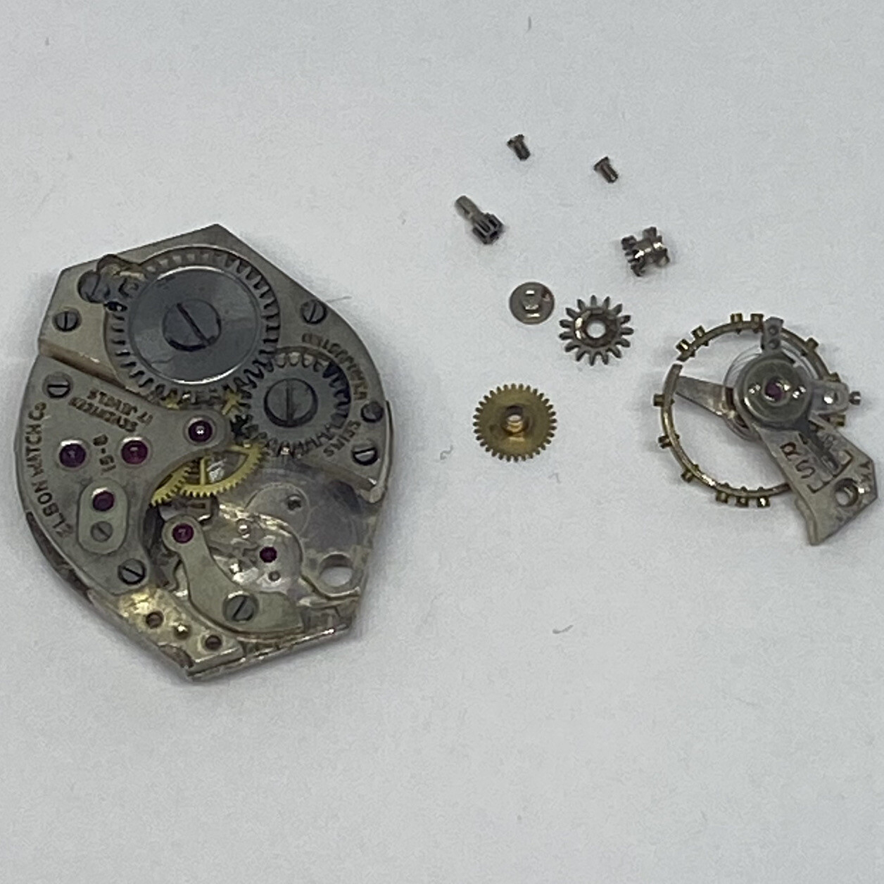 Vintage Elbon Cal. 15-8 Mechanical Movement Good Balance Sold For Parts/ Repair