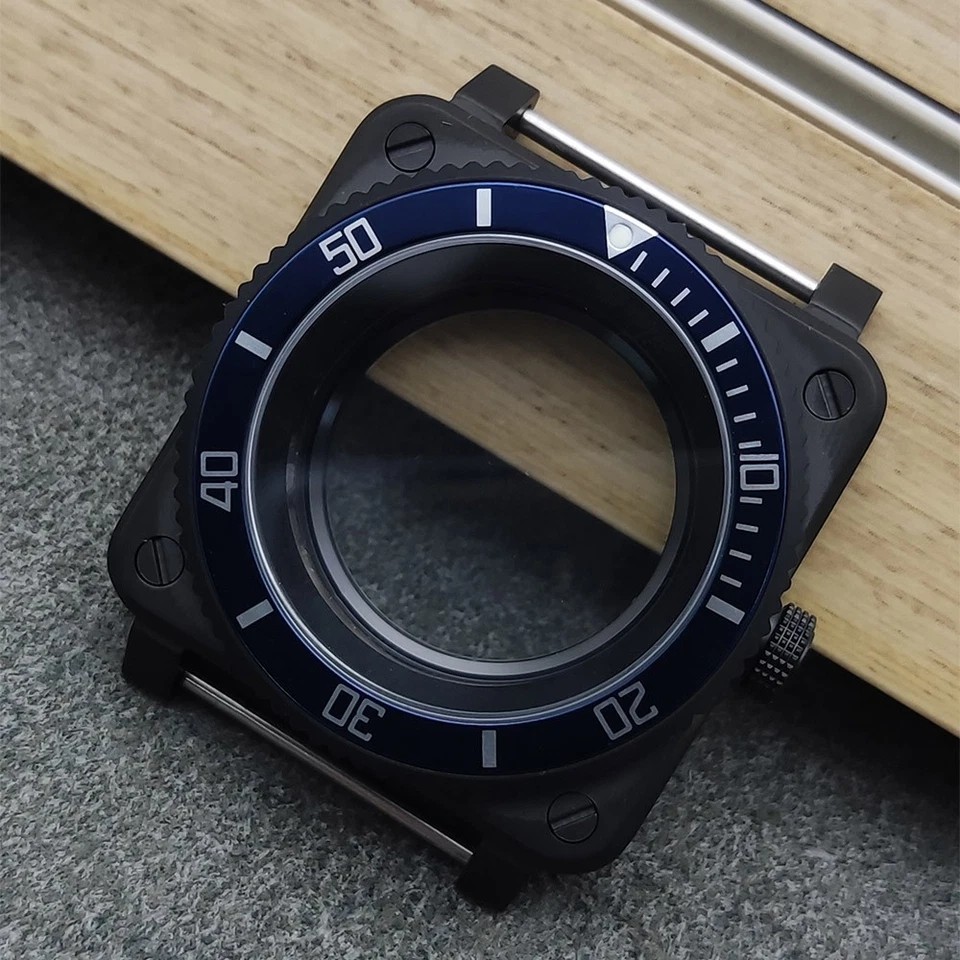 42mm Stainless Steel Square Watch Case Sapphire Glass For NH35/NH36 Movement
