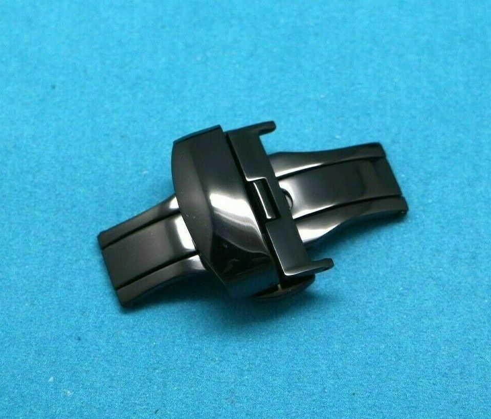 20mm Black Tone Polishing Push Button Buckle For Leather Watch Band Strap