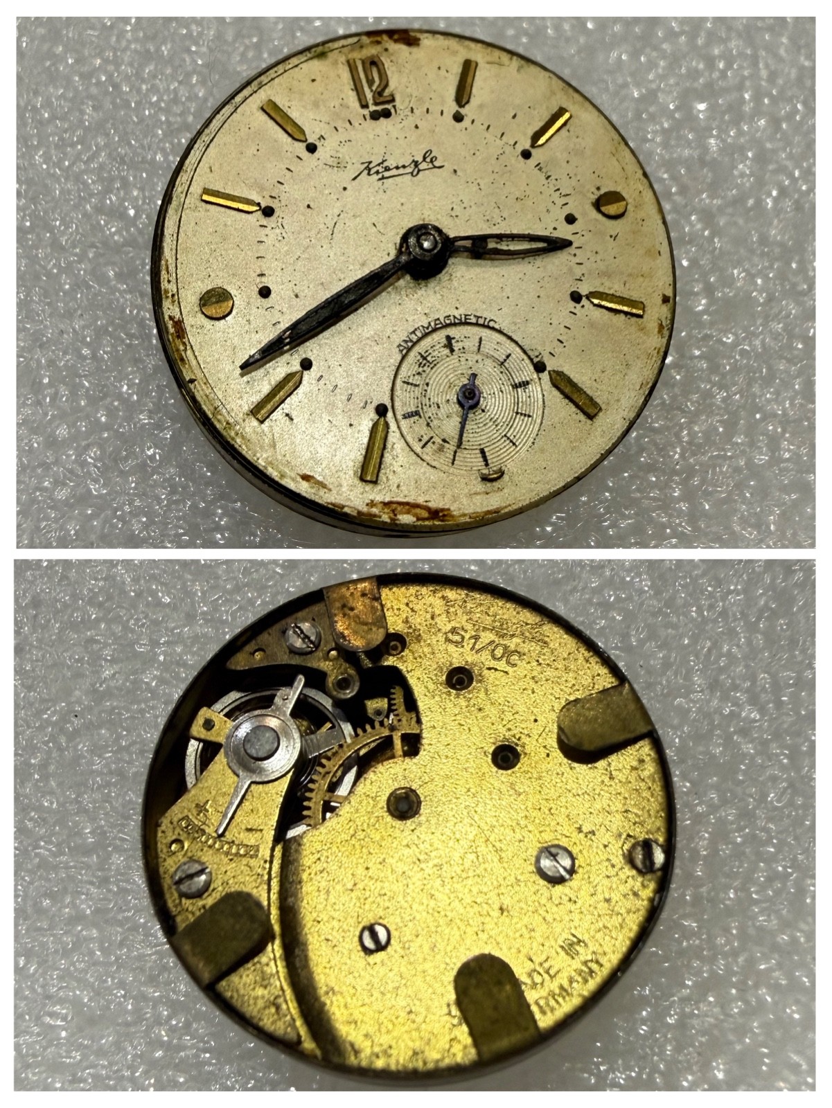 Vintage Kienzle German Watch Movement Mechanical For Parts Repair