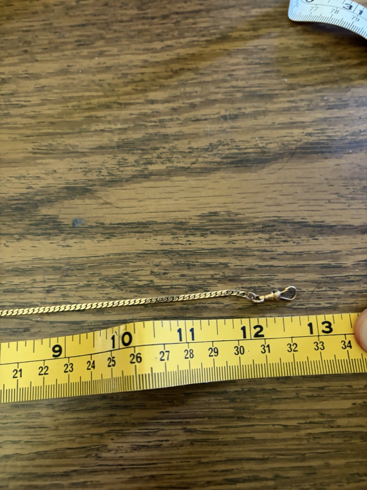 Vintage Bates & Bacon Gold Tone (Gold Filled?) Pocket Watch Chain Signed 13”