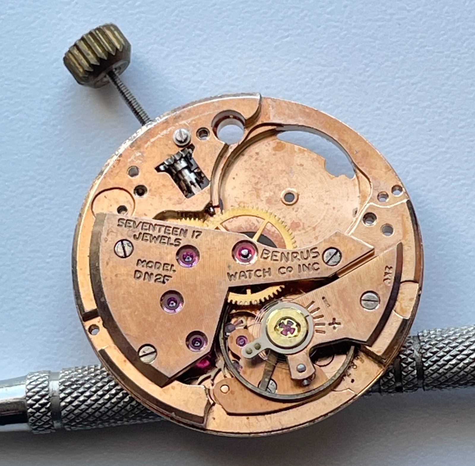 Benrus Watch Movement 17 Jewels Model DN2F 11.5 Ligne Military Repair Parts