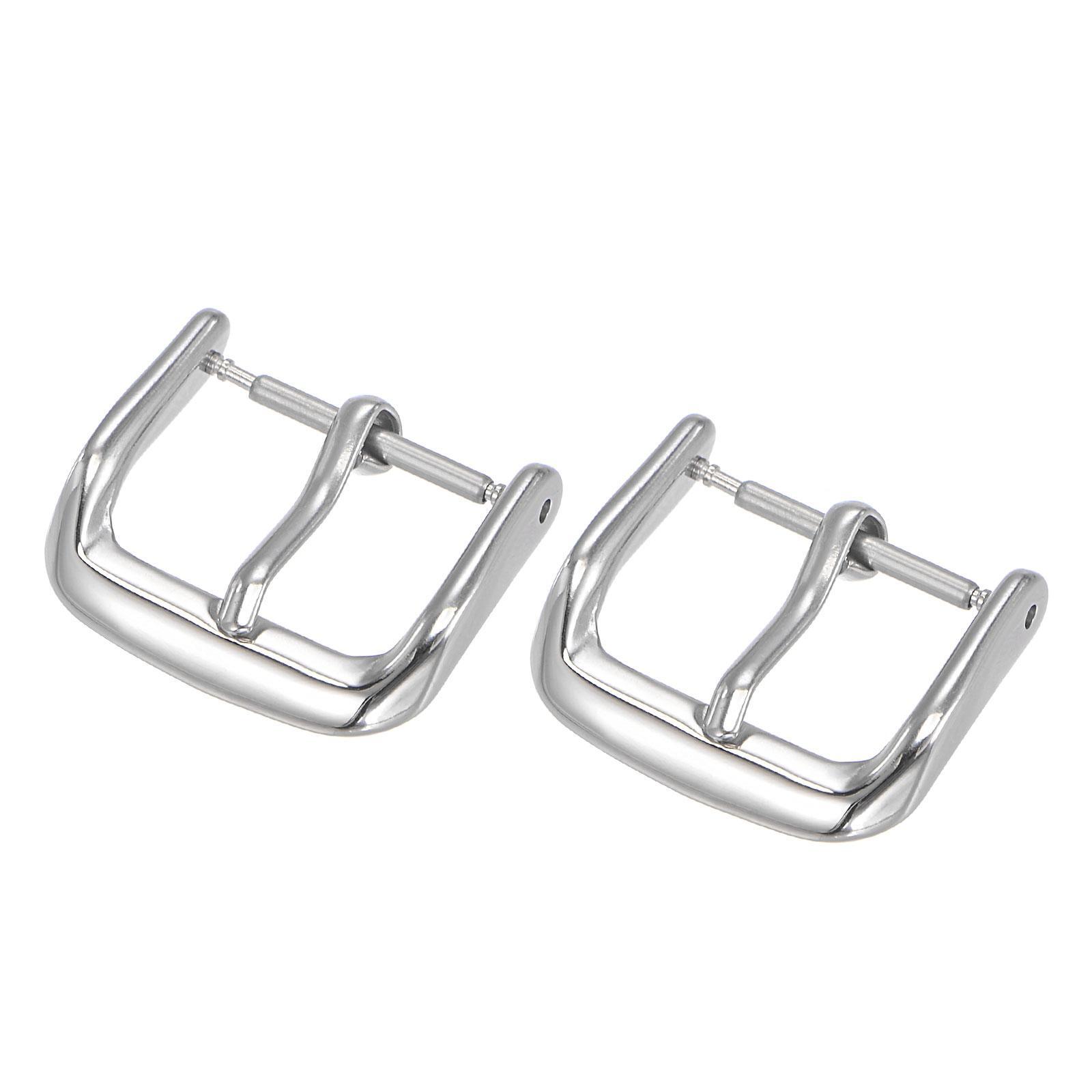 Buckle strap watch, 316 polished steel, silver for 16mm 2pcs