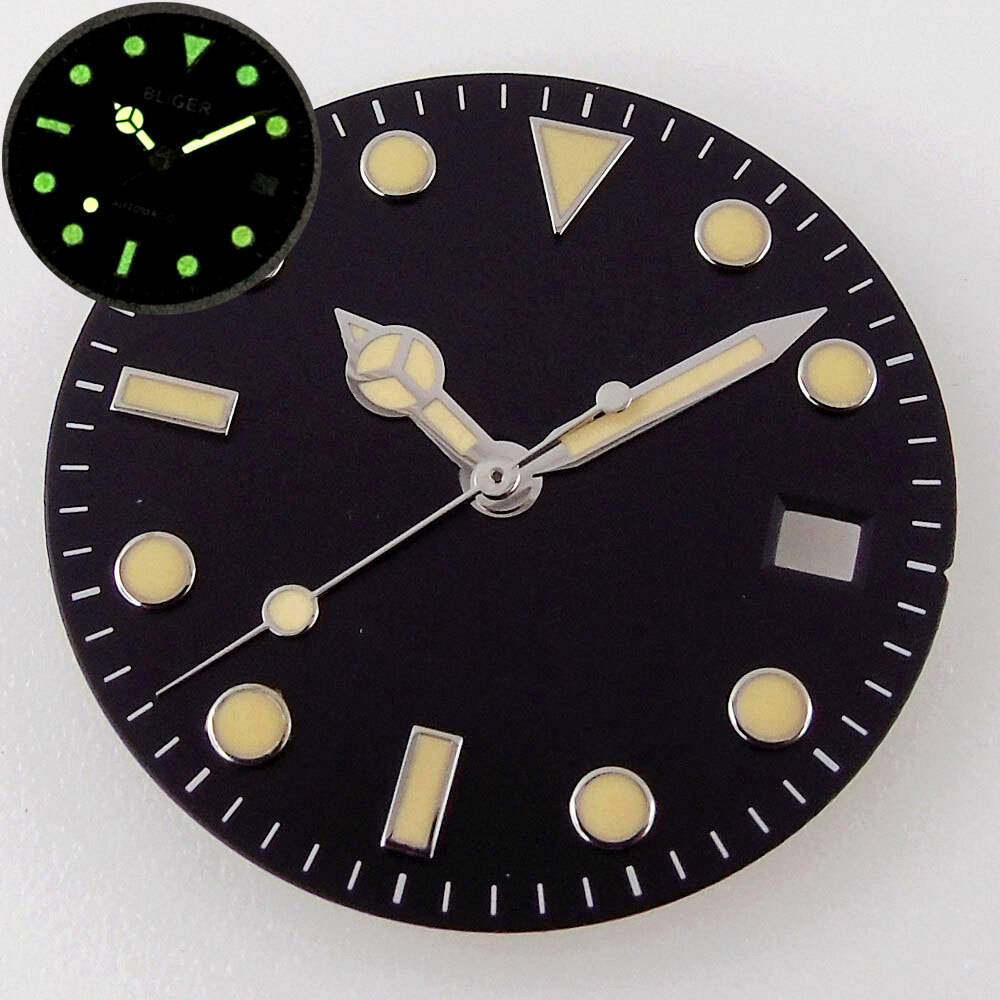 28.5mm Black Watch Dial+Hands Yellow Index For ETA2824 2836 Miyota8215 821A 8205