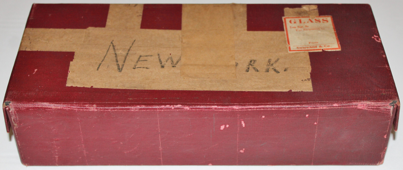 Vintage SWARTCHILD & CO. NY NEW YORK BURGUNDY 10.5×4.5×2.25 BOX M4